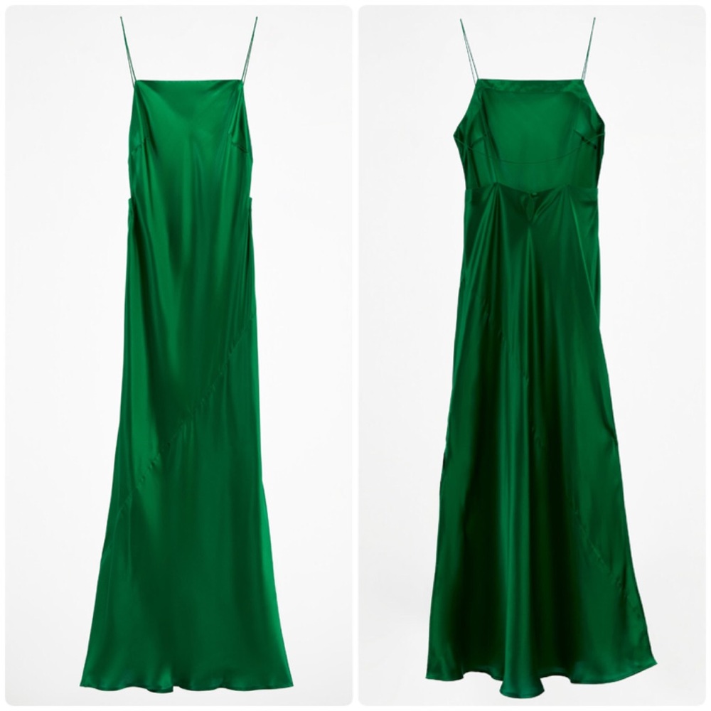 NWT Zara Long 100% Mulberry Silk Dress - Picture 5 of 11